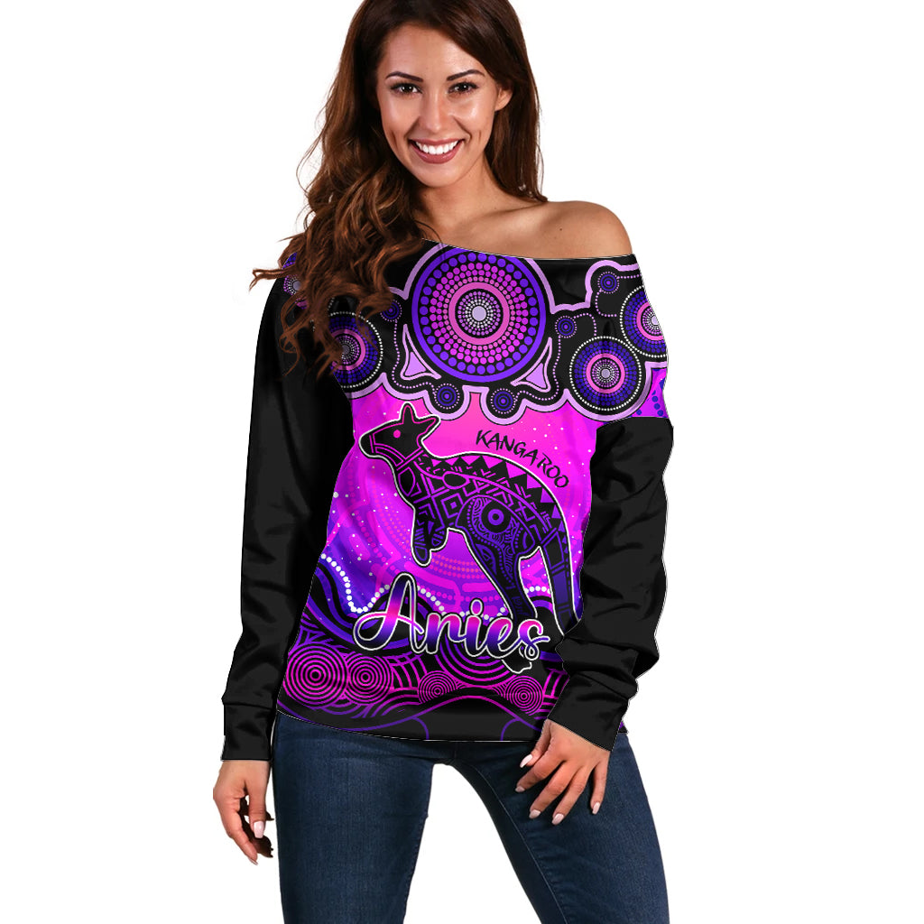 personalised-australia-aries-kangaroo-zodiac-off-shoulder-sweater-auz-astrology-aboriginal-magenta
