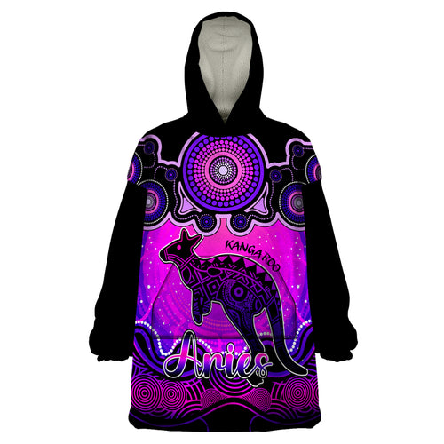 personalised-australia-aries-kangaroo-zodiac-wearable-blanket-hoodie-auz-astrology-aboriginal-magenta