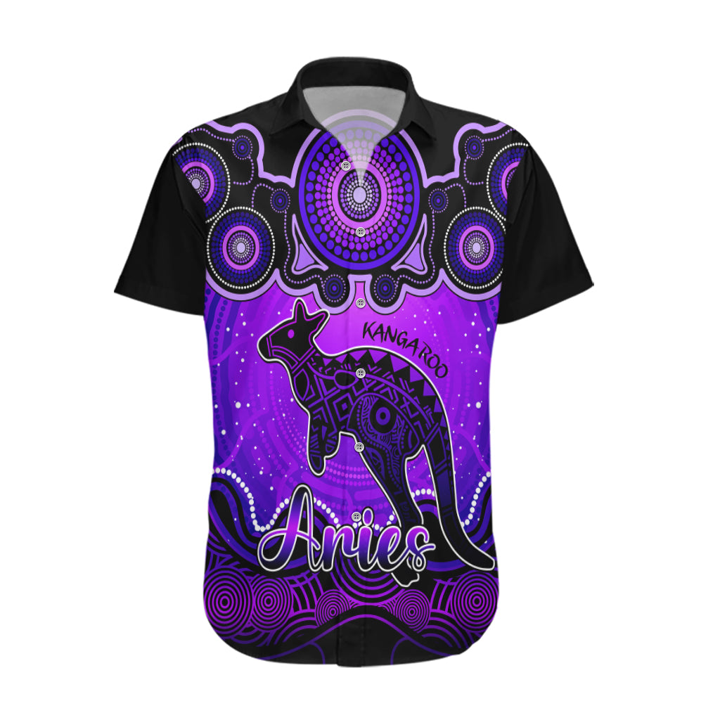 personalised-australia-aries-kangaroo-zodiac-hawaiian-shirt-auz-astrology-aboriginal-purple