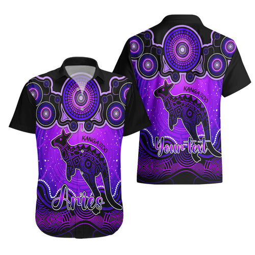 personalised-australia-aries-kangaroo-zodiac-hawaiian-shirt-auz-astrology-aboriginal-purple