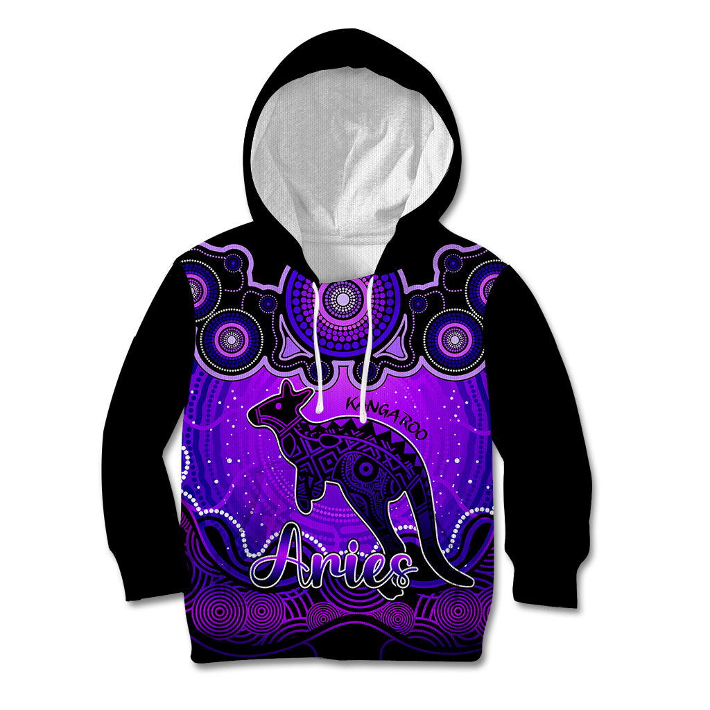 personalised-australia-aries-kangaroo-zodiac-kid-hoodie-auz-astrology-aboriginal-purple