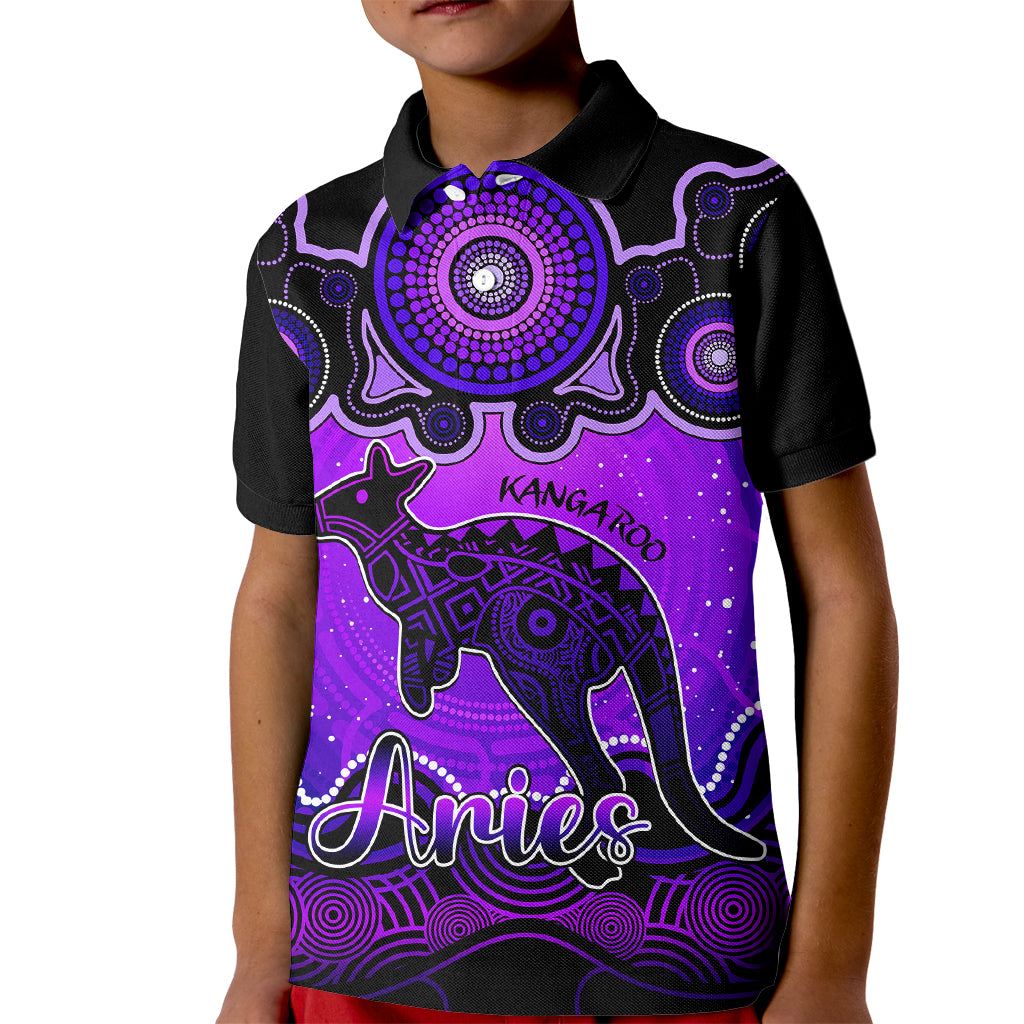 personalised-australia-aries-kangaroo-zodiac-kid-polo-shirt-auz-astrology-aboriginal-purple