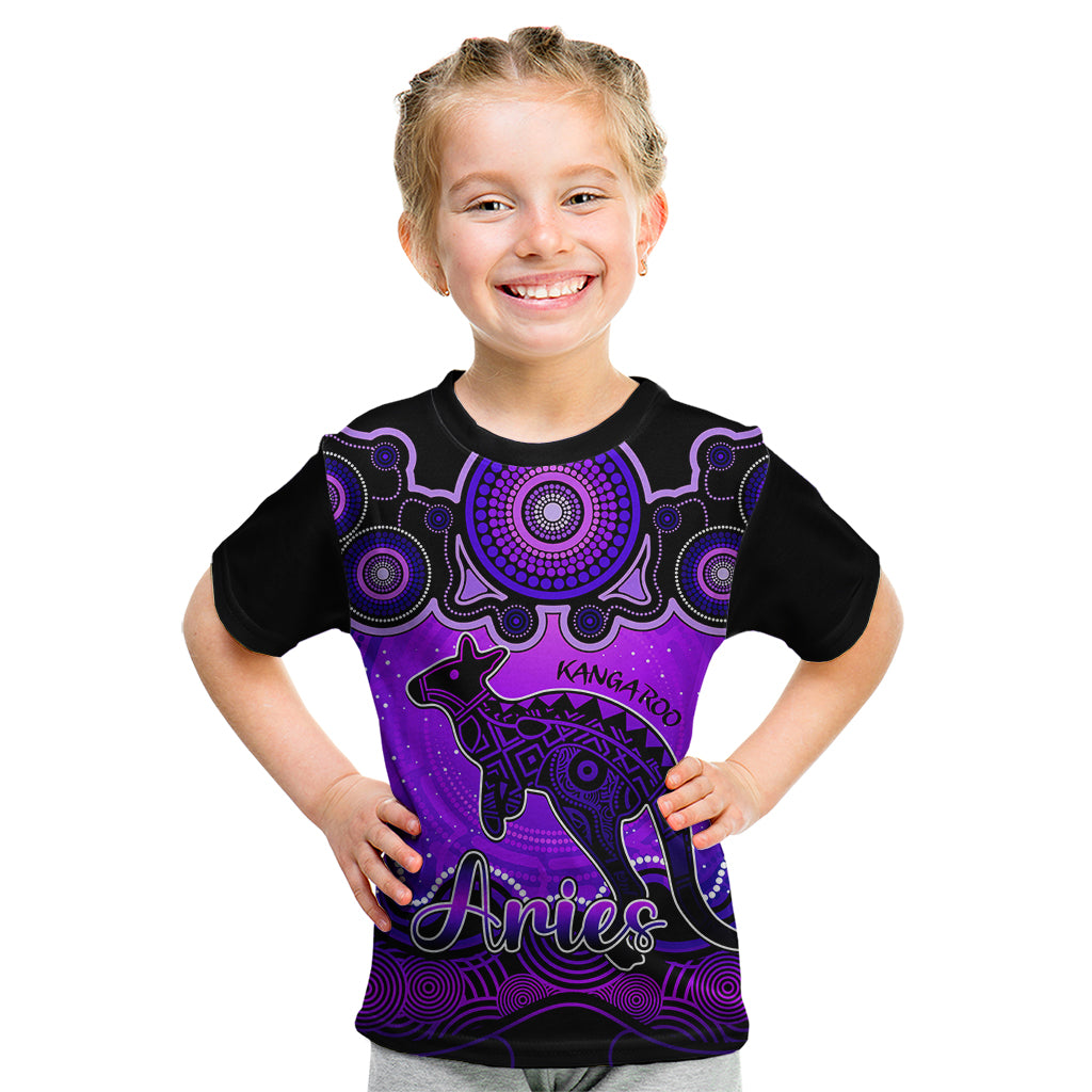 personalised-australia-aries-kangaroo-zodiac-kid-t-shirt-auz-astrology-aboriginal-purple