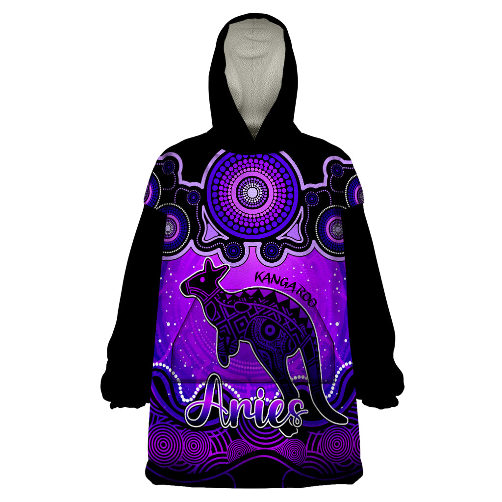personalised-australia-aries-kangaroo-zodiac-wearable-blanket-hoodie-auz-astrology-aboriginal-purple