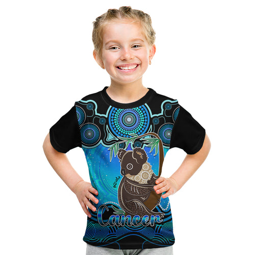 personalised-australia-cancer-koala-zodiac-kid-t-shirt-auz-astrology-aboriginal-aqua