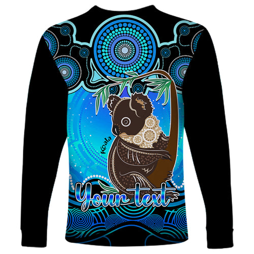 personalised-australia-cancer-koala-zodiac-long-sleeve-shirt-auz-astrology-aboriginal-aqua
