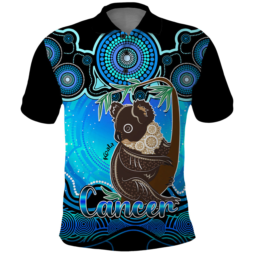 personalised-australia-cancer-koala-zodiac-polo-shirt-auz-astrology-aboriginal-aqua