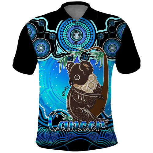personalised-australia-cancer-koala-zodiac-polo-shirt-auz-astrology-aboriginal-aqua