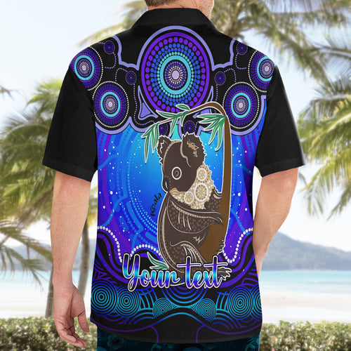 personalised-australia-cancer-koala-zodiac-hawaiian-shirt-auz-astrology-aboriginal-blue