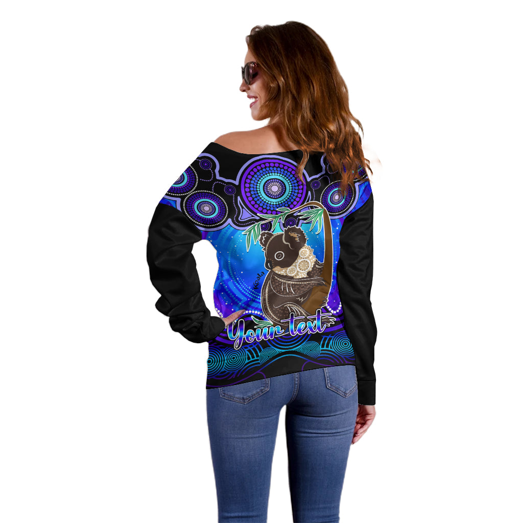 personalised-australia-cancer-koala-zodiac-off-shoulder-sweater-auz-astrology-aboriginal-blue