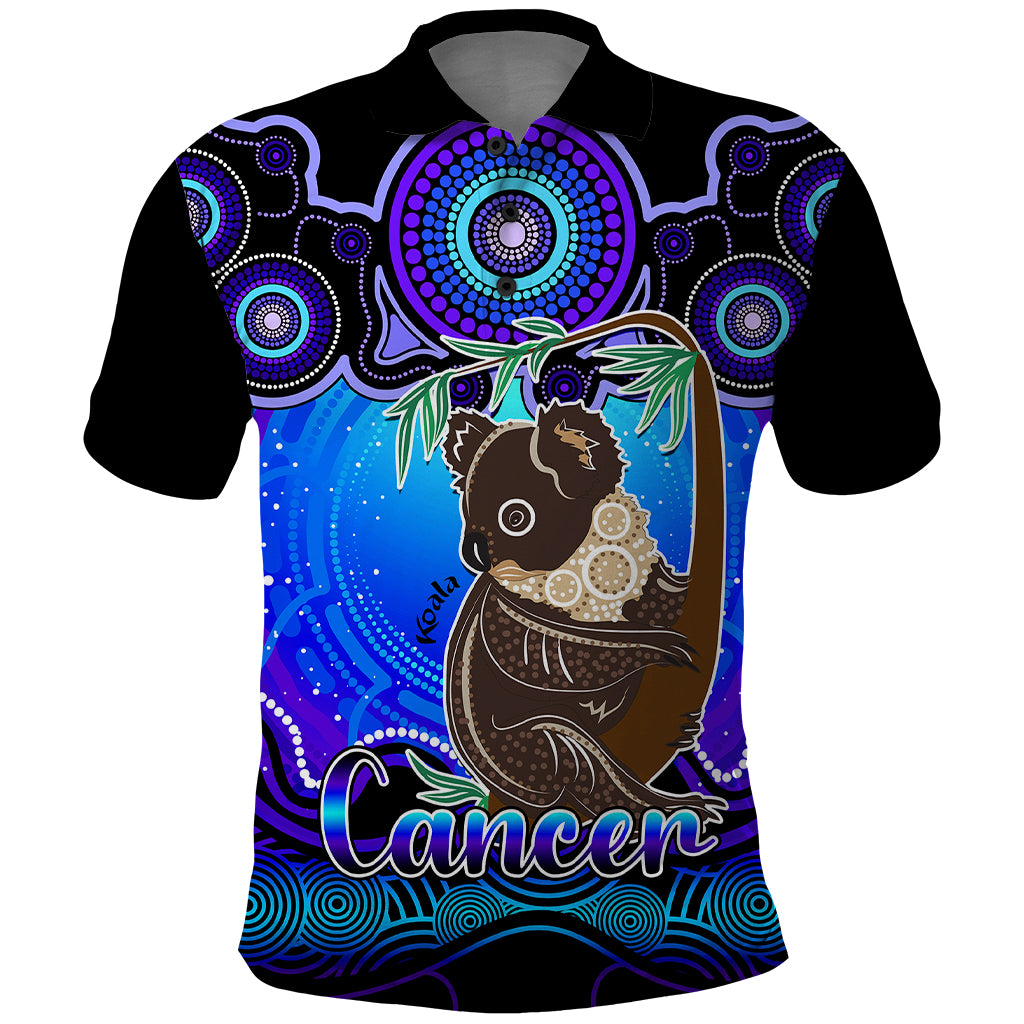 personalised-australia-cancer-koala-zodiac-polo-shirt-auz-astrology-aboriginal-blue