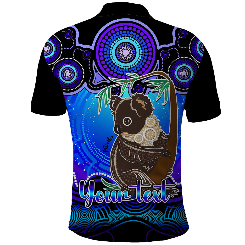 personalised-australia-cancer-koala-zodiac-polo-shirt-auz-astrology-aboriginal-blue