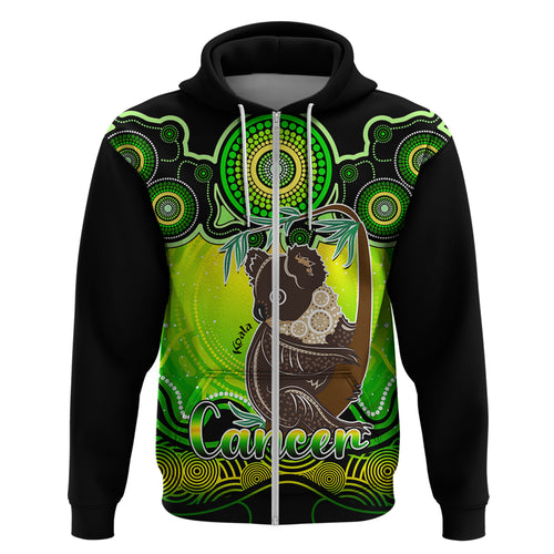 personalised-australia-cancer-koala-zodiac-hoodie-auz-astrology-aboriginal-green