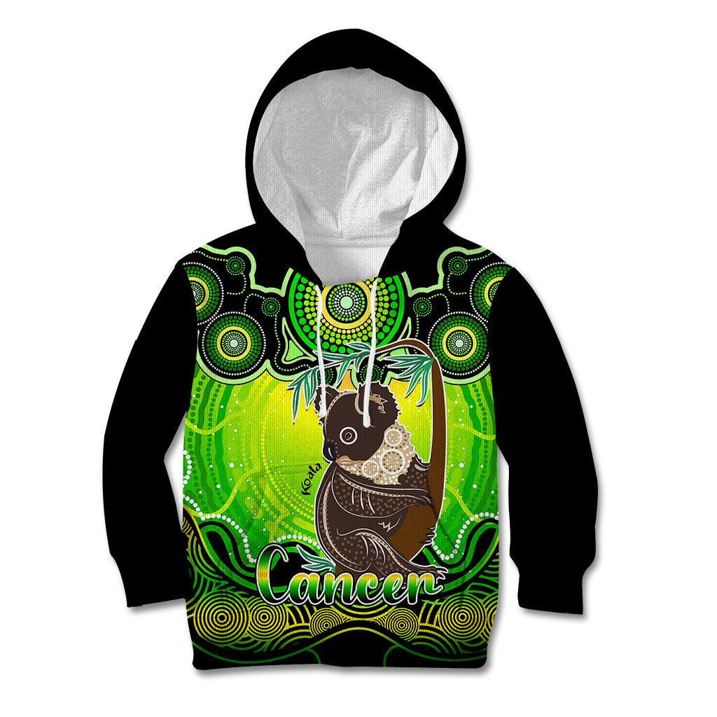 personalised-australia-cancer-koala-zodiac-kid-hoodie-auz-astrology-aboriginal-green