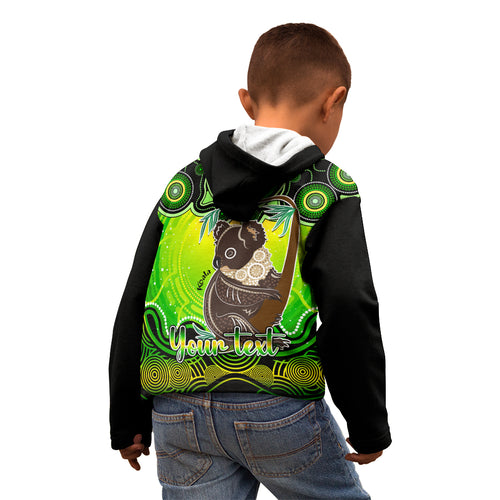 personalised-australia-cancer-koala-zodiac-kid-hoodie-auz-astrology-aboriginal-green