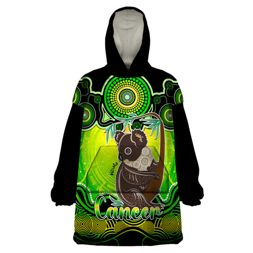 personalised-australia-cancer-koala-zodiac-wearable-blanket-hoodie-auz-astrology-aboriginal-green