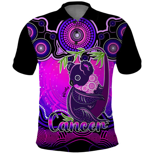 personalised-australia-cancer-koala-zodiac-polo-shirt-auz-astrology-aboriginal-magenta