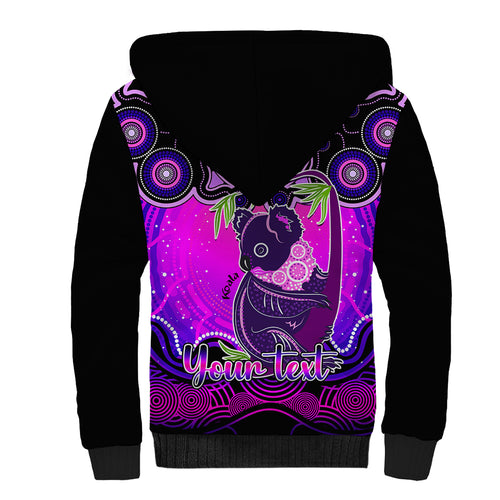 personalised-australia-cancer-koala-zodiac-sherpa-hoodie-auz-astrology-aboriginal-magenta