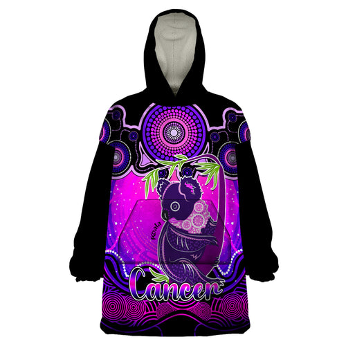 personalised-australia-cancer-koala-zodiac-wearable-blanket-hoodie-auz-astrology-aboriginal-magenta