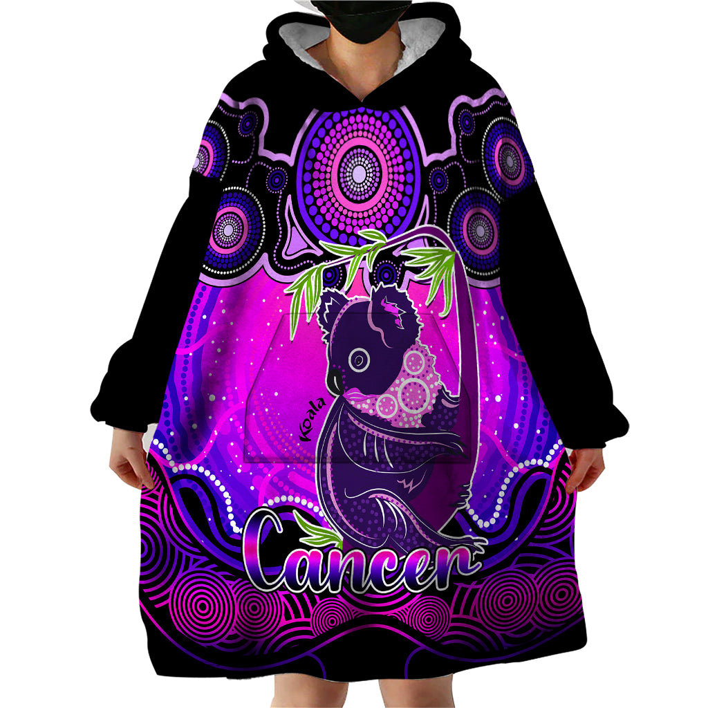 personalised-australia-cancer-koala-zodiac-wearable-blanket-hoodie-auz-astrology-aboriginal-magenta