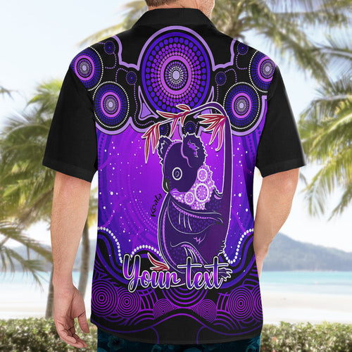 personalised-australia-cancer-koala-zodiac-hawaiian-shirt-auz-astrology-aboriginal-purple
