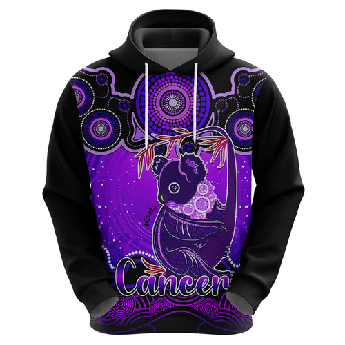 personalised-australia-cancer-koala-zodiac-hoodie-auz-astrology-aboriginal-purple