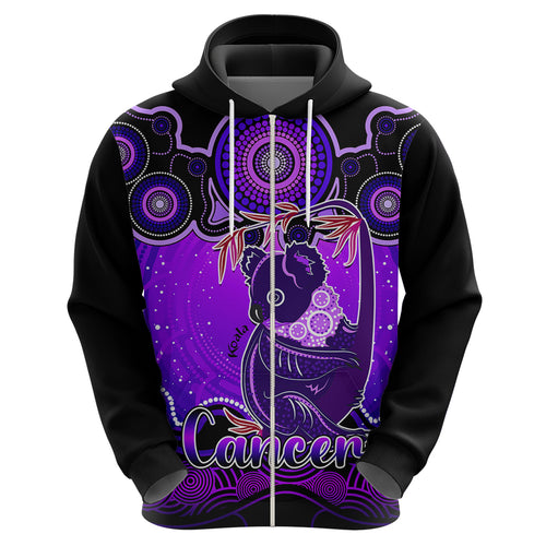 personalised-australia-cancer-koala-zodiac-hoodie-auz-astrology-aboriginal-purple