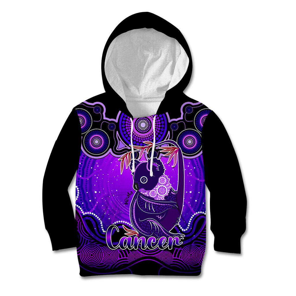 personalised-australia-cancer-koala-zodiac-kid-hoodie-auz-astrology-aboriginal-purple