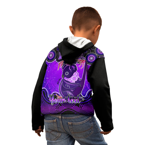personalised-australia-cancer-koala-zodiac-kid-hoodie-auz-astrology-aboriginal-purple
