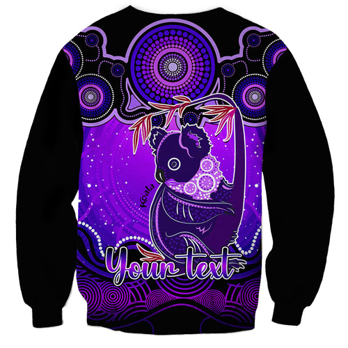 personalised-australia-cancer-koala-zodiac-sweatshirt-auz-astrology-aboriginal-purple