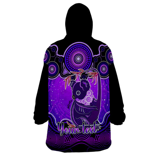 personalised-australia-cancer-koala-zodiac-wearable-blanket-hoodie-auz-astrology-aboriginal-purple