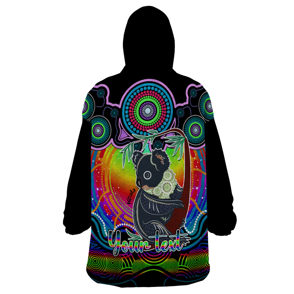 personalised-australia-cancer-koala-zodiac-wearable-blanket-hoodie-auz-astrology-aboriginal-rainbow