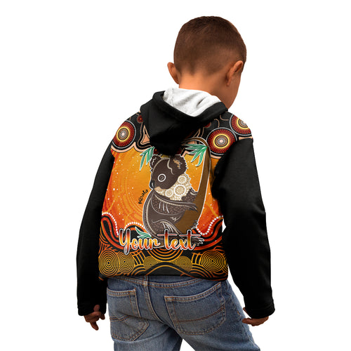 personalised-australia-cancer-koala-zodiac-kid-hoodie-auz-astrology-aboriginal-red