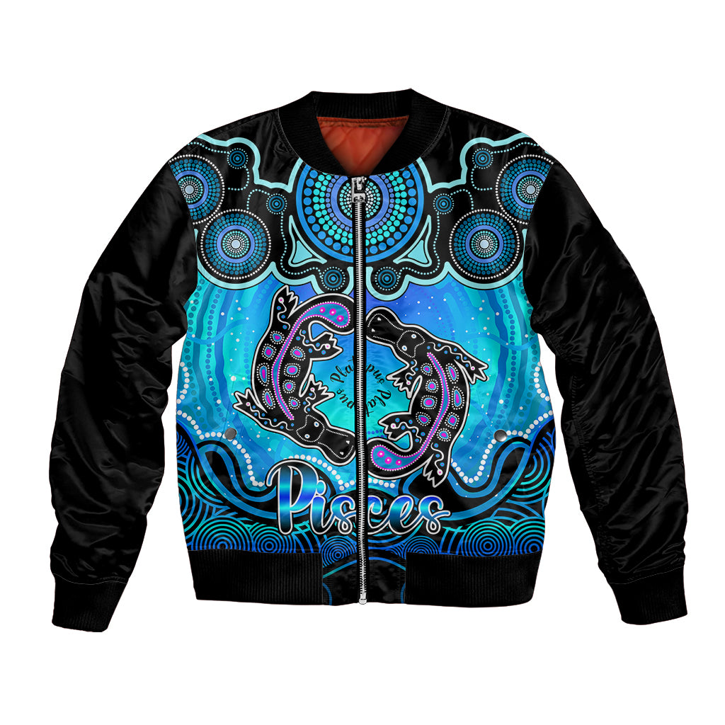 personalised-australia-pisces-platypus-zodiac-bomber-jacket-auz-astrology-aboriginal-aqua