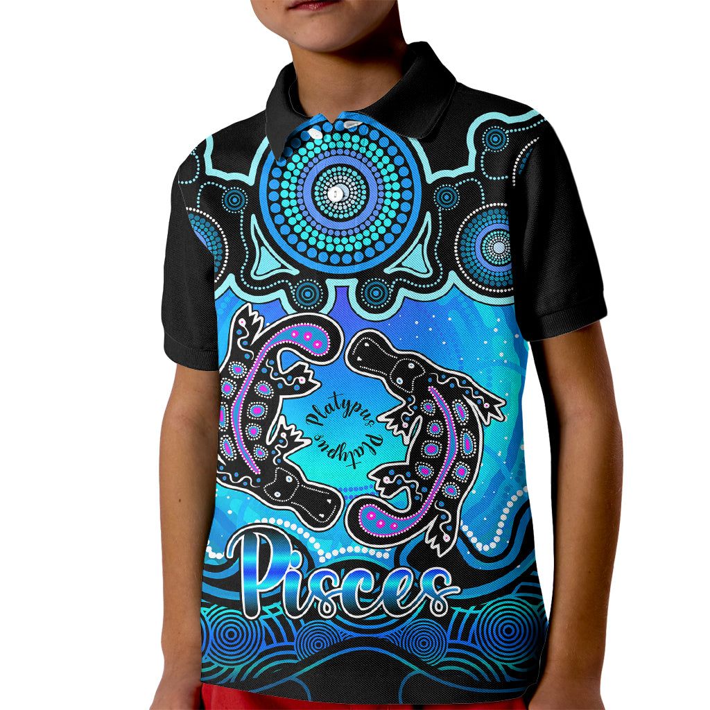 personalised-australia-pisces-platypus-zodiac-kid-polo-shirt-auz-astrology-aboriginal-aqua