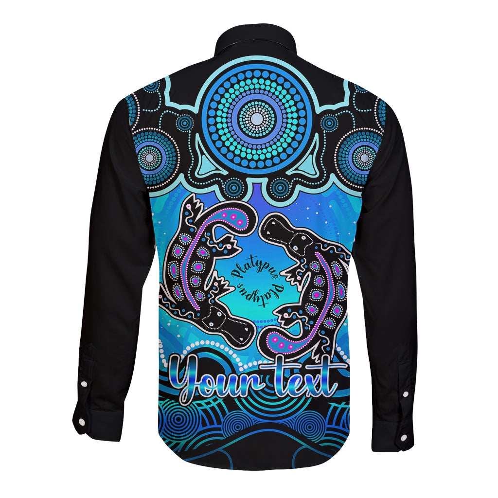 personalised-australia-pisces-platypus-zodiac-long-sleeve-button-shirt-auz-astrology-aboriginal-aqua