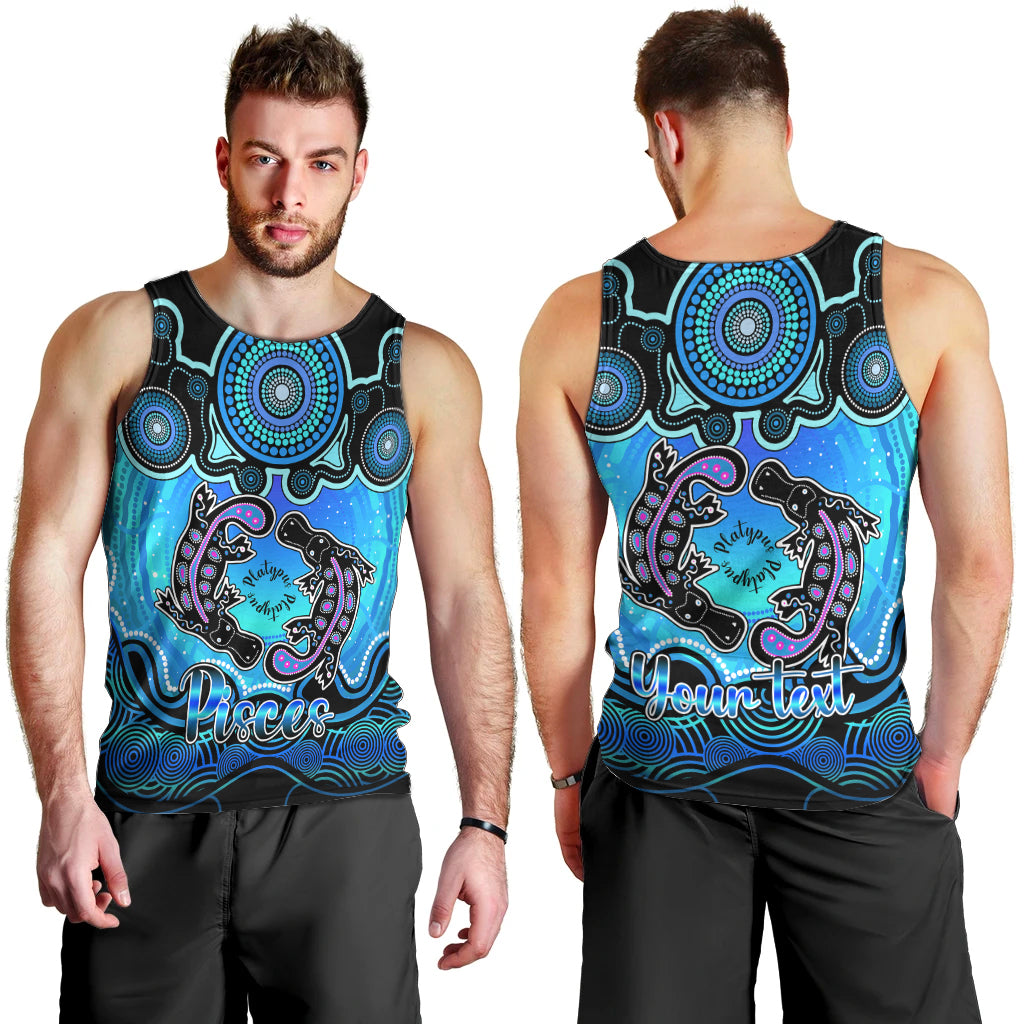 personalised-australia-pisces-platypus-zodiac-men-tank-top-auz-astrology-aboriginal-aqua