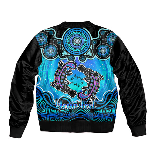 personalised-australia-pisces-platypus-zodiac-sleeve-zip-bomber-jacket-auz-astrology-aboriginal-aqua