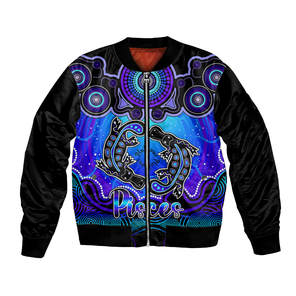 personalised-australia-pisces-platypus-zodiac-bomber-jacket-auz-astrology-aboriginal-blue