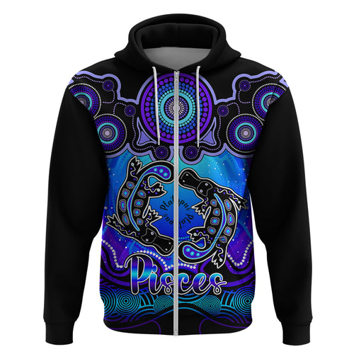 personalised-australia-pisces-platypus-zodiac-hoodie-auz-astrology-aboriginal-blue