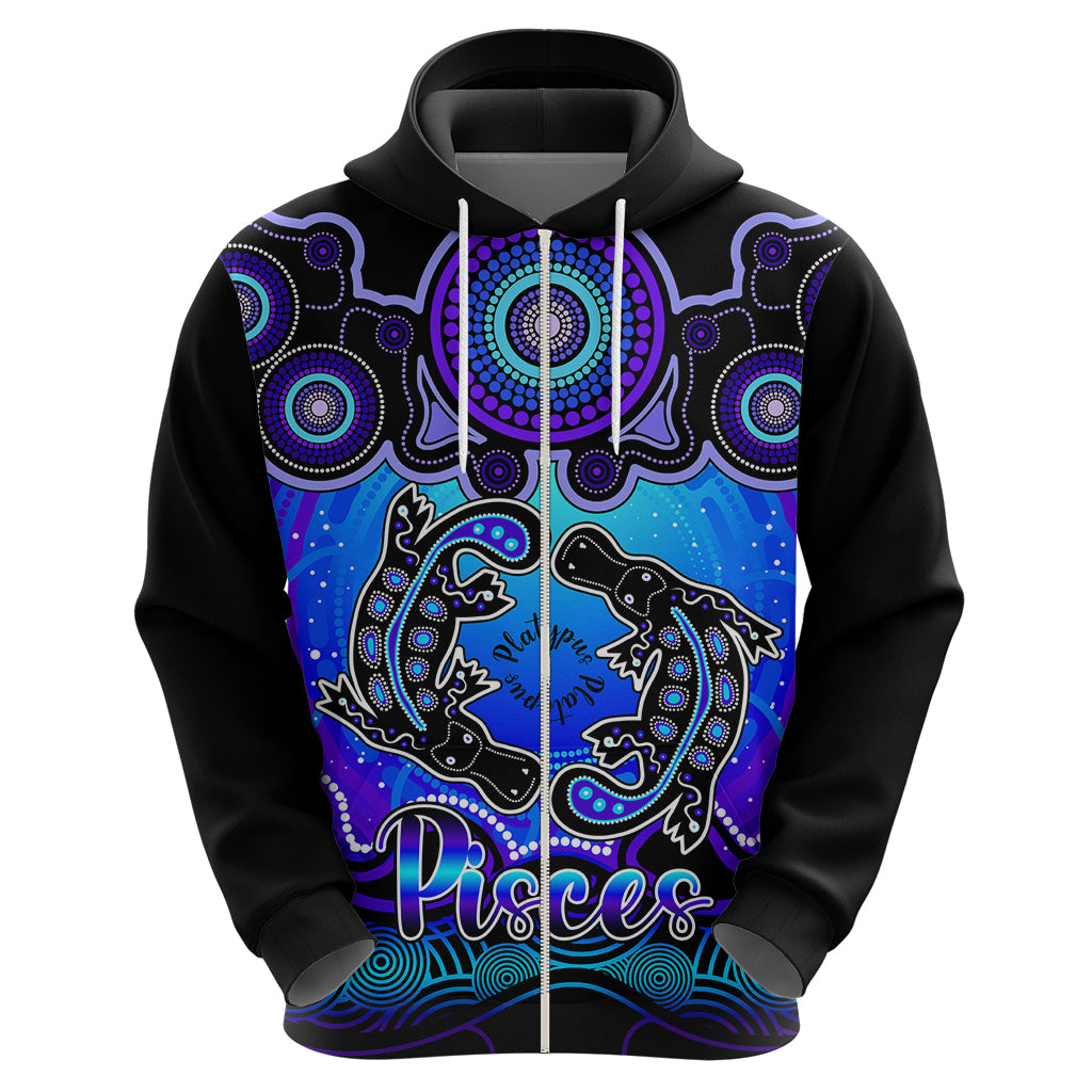 personalised-australia-pisces-platypus-zodiac-hoodie-auz-astrology-aboriginal-blue
