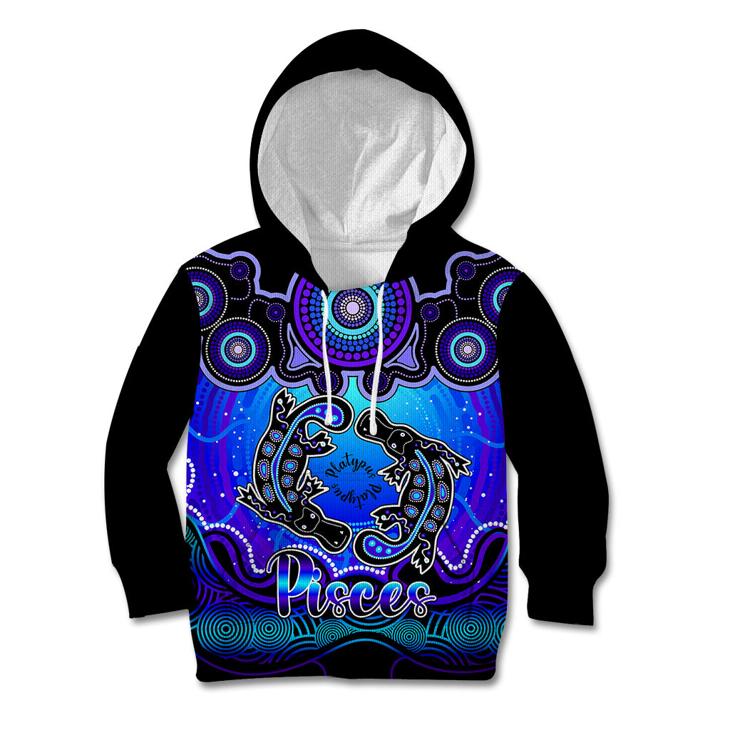 personalised-australia-pisces-platypus-zodiac-kid-hoodie-auz-astrology-aboriginal-blue