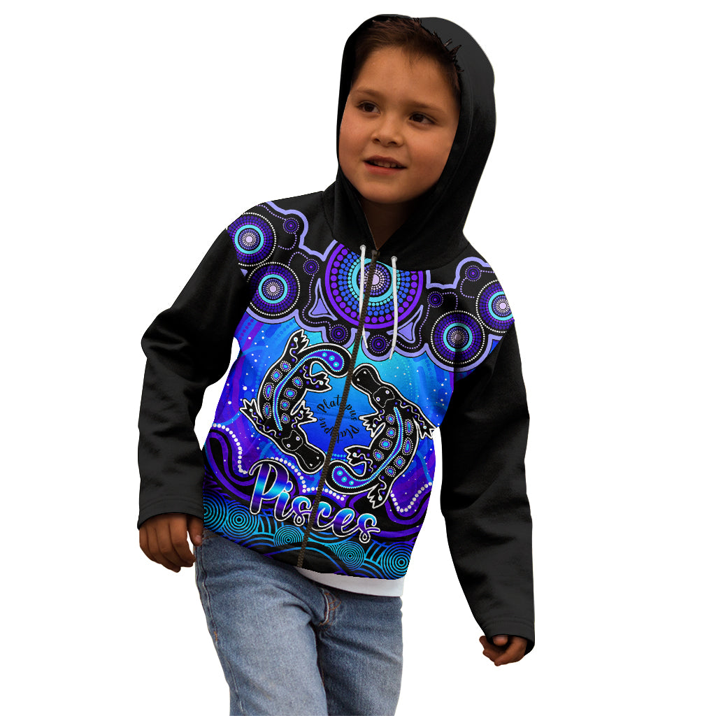 personalised-australia-pisces-platypus-zodiac-kid-hoodie-auz-astrology-aboriginal-blue