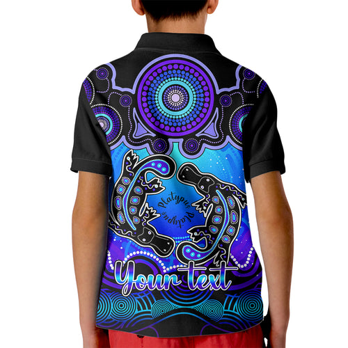 personalised-australia-pisces-platypus-zodiac-kid-polo-shirt-auz-astrology-aboriginal-blue