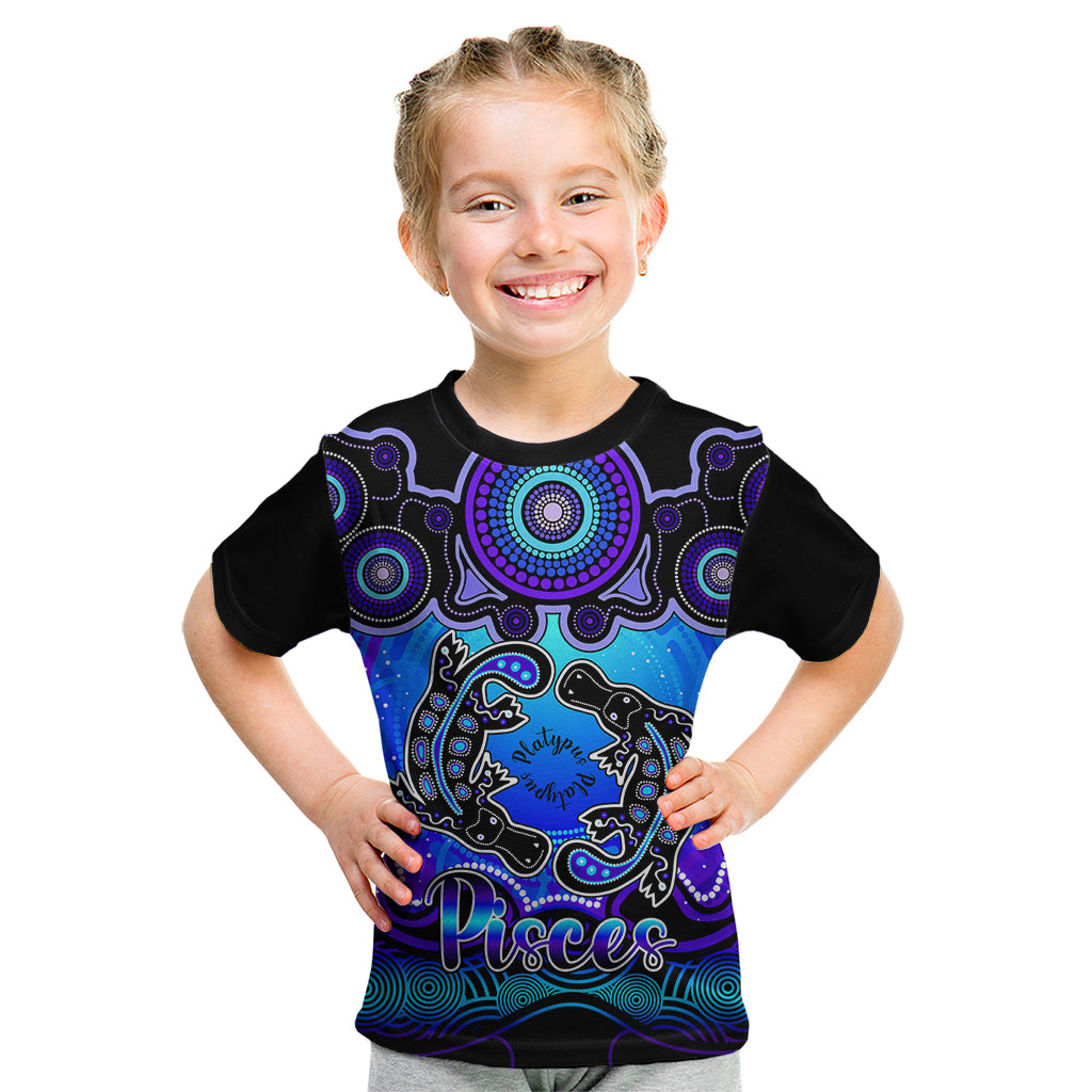 personalised-australia-pisces-platypus-zodiac-kid-t-shirt-auz-astrology-aboriginal-blue