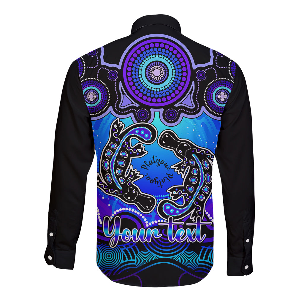 personalised-australia-pisces-platypus-zodiac-long-sleeve-button-shirt-auz-astrology-aboriginal-blue