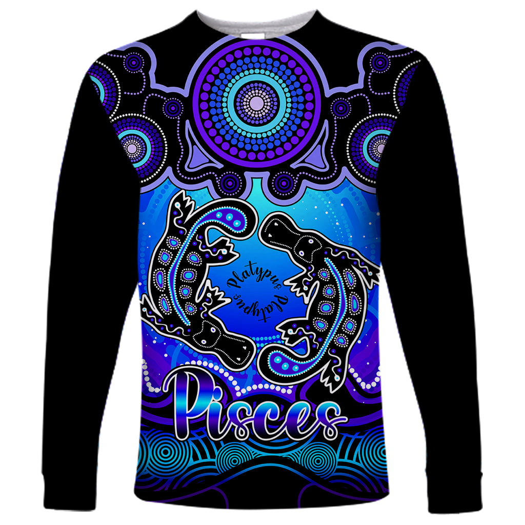 personalised-australia-pisces-platypus-zodiac-long-sleeve-shirt-auz-astrology-aboriginal-blue