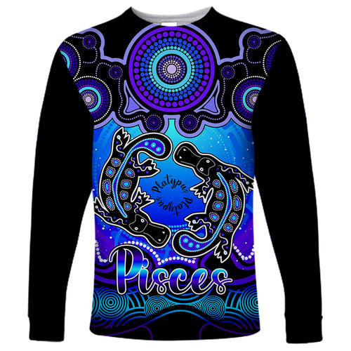 personalised-australia-pisces-platypus-zodiac-long-sleeve-shirt-auz-astrology-aboriginal-blue
