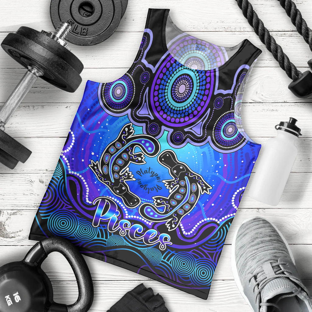 personalised-australia-pisces-platypus-zodiac-men-tank-top-auz-astrology-aboriginal-blue