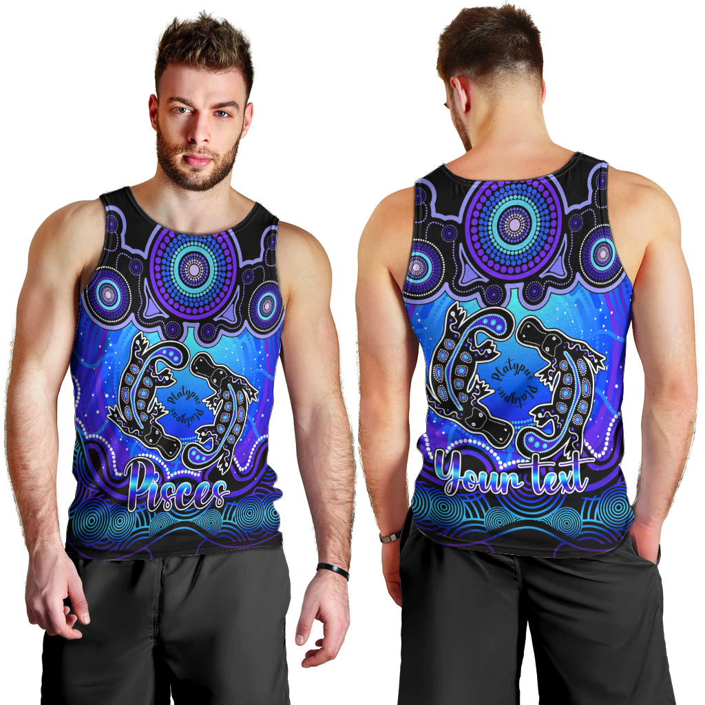 personalised-australia-pisces-platypus-zodiac-men-tank-top-auz-astrology-aboriginal-blue